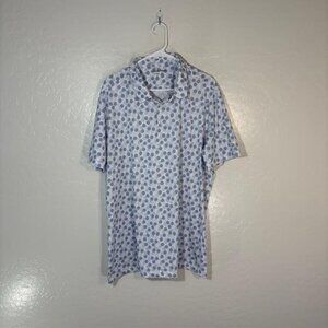 Mizzen+Main Shirt Mens 2XL Trim White Blue Dots Performance Short Sleeve Polo